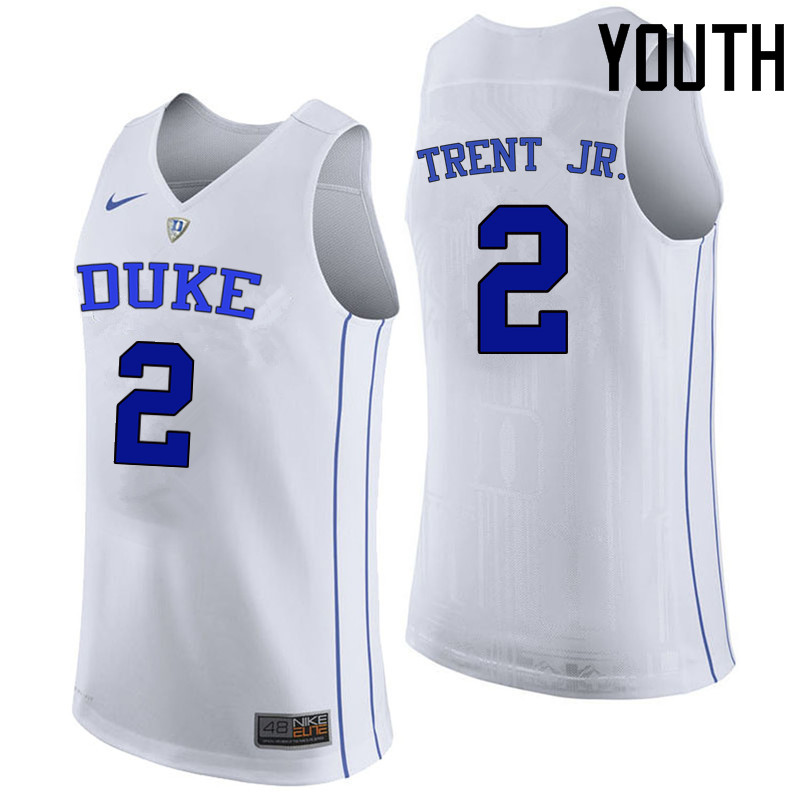 Youth Duke Blue Devils #2 Gary Trent Jr. College Basketball Jerseys Sale-White - Click Image to Close